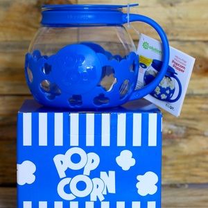 Ecolution Micro-Pop Microwave Popcorn Popper 3QT Temperature Safe Glass Blue